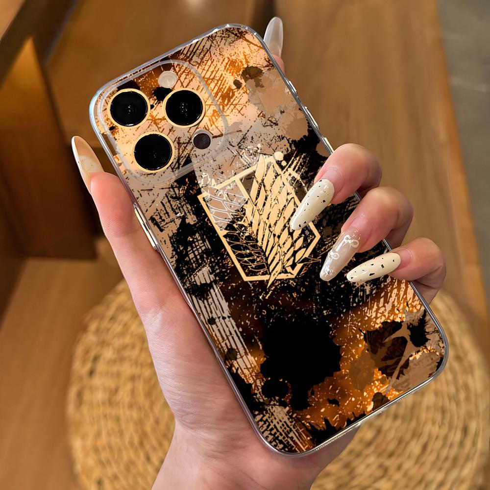 

Hot Anime Black Attack On Titan Phone Case For IPhone 17 16 Pro Max 15 14 13 11 12 Mini Xs X Xr 7 8 Plus Se Transparent Cover iPhone17 Pro