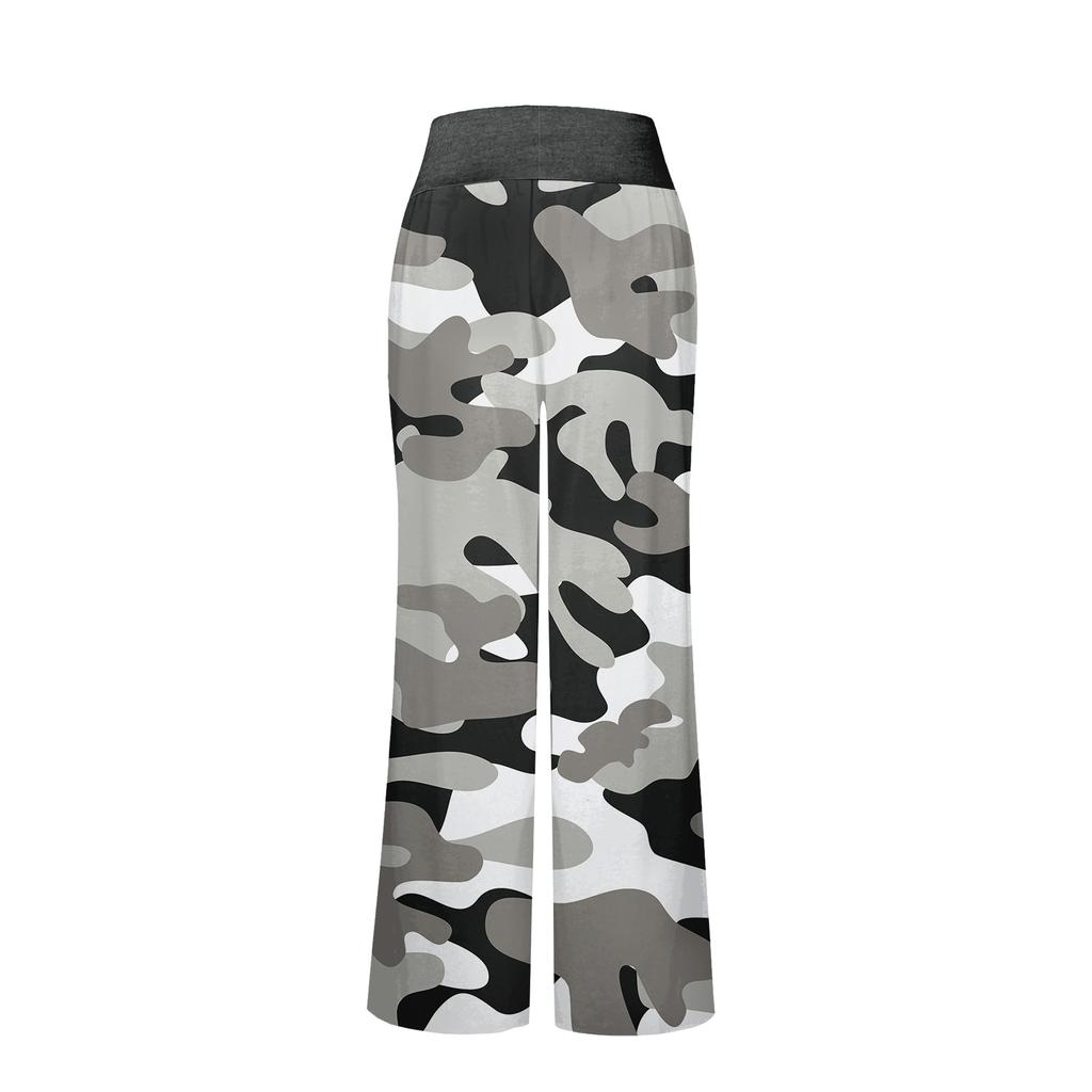 Women's Comfortable Pajamas Printed Drawstring Wide Leg Pants