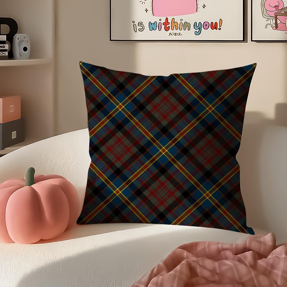 Classic Plaid Scottish attern NNordic Scottish Cushion Cover Pillowcase Short Plush Invisible zipper Room Sofa Cushion Cover