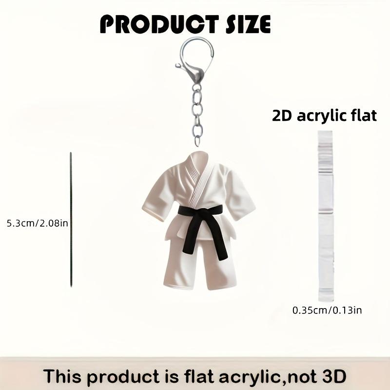 

2D Acrylic Flat Martial Arts Uniform Keychain Car Pendant Accessory with Metal Clip for Bag or Keyring Decoration One Size