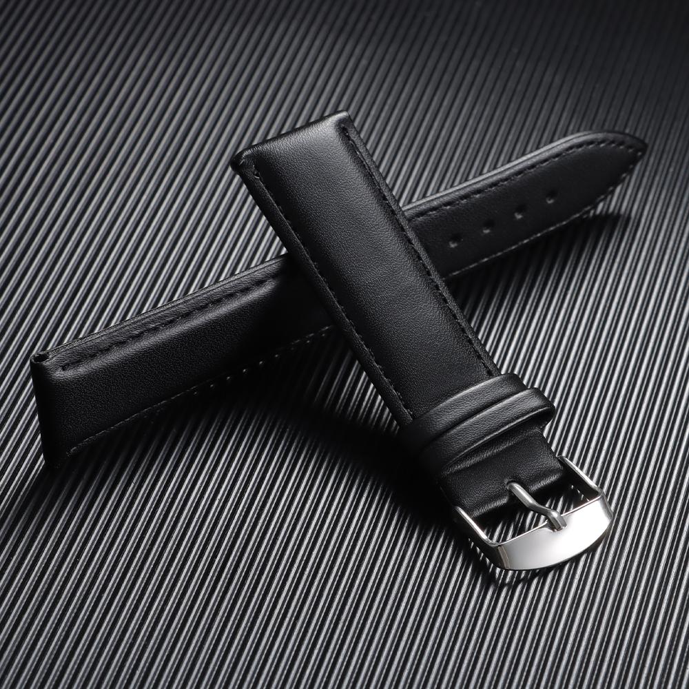 12mm 14mm 16mm 18mm 20mm 22mm 24mm Calfskin Leather Watchbands Soft Casual Wristwatch Band Starp with Stainless Steel Pin Buckle