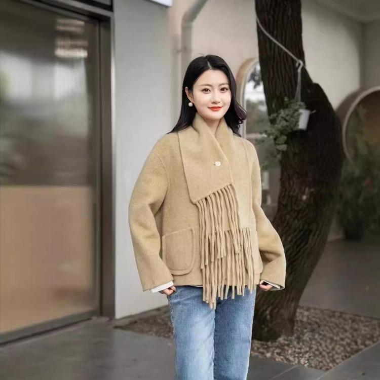Winter Korean Style Double Sided Wool Coat Short Scarf Woolen Autumn New