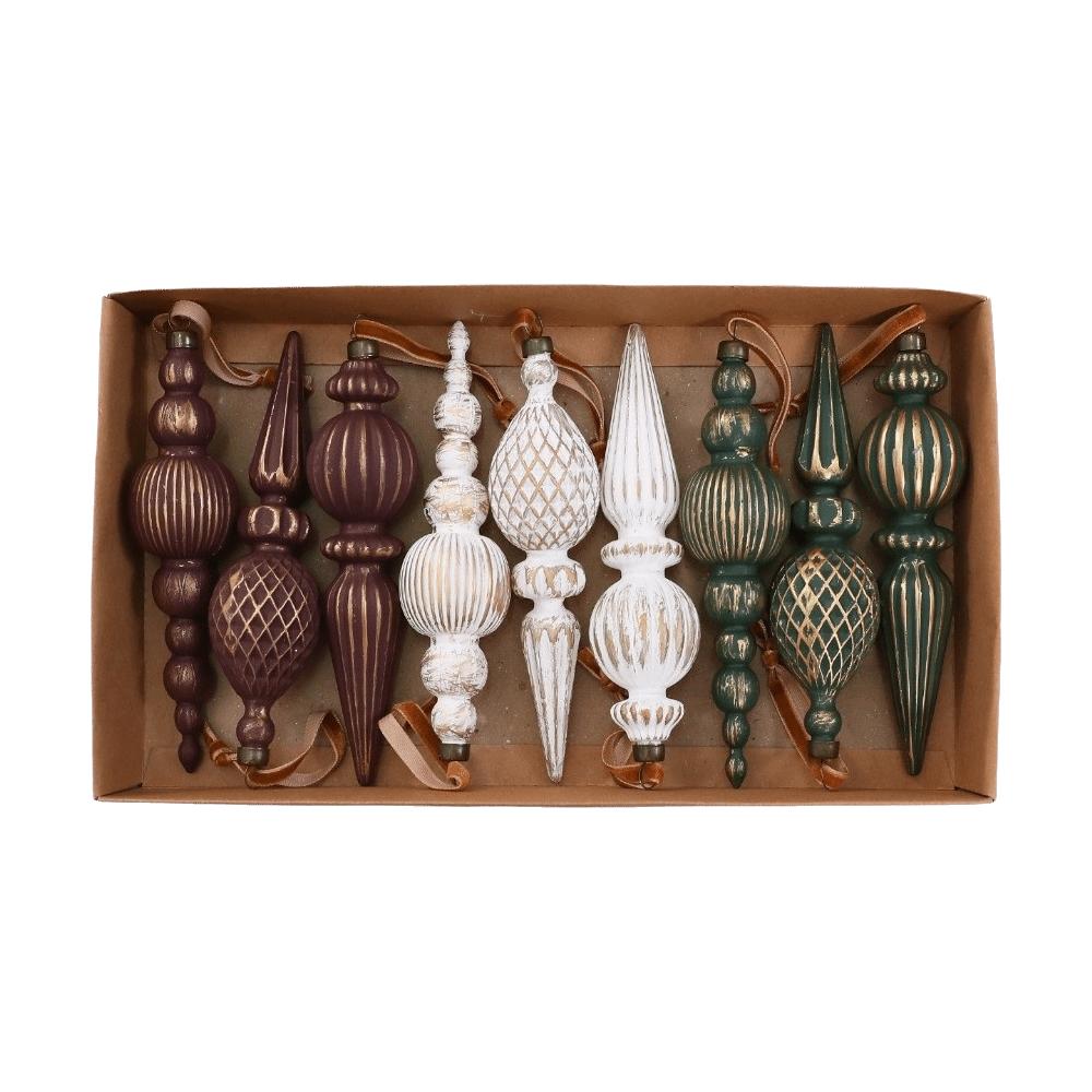 Kunststoff Material Weihnachtsbaumschmuck 9 Stück/Karton Weihnachts-Hängeschmuck Set Kamindekoration