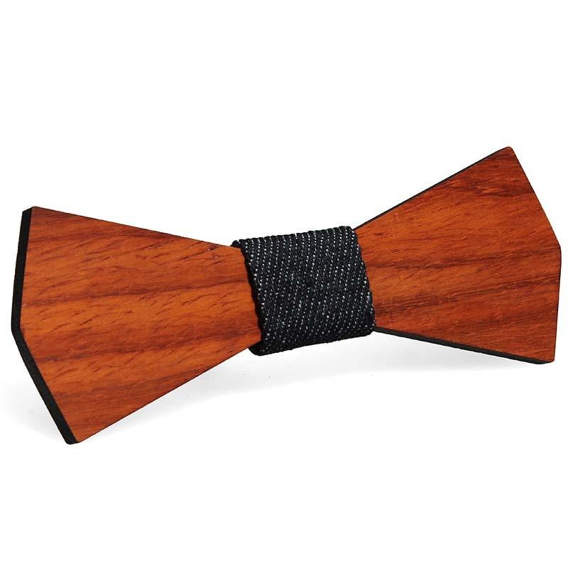 Minimalist Wooden Bow Tie For Men With Geometric Pattern And Sustainable Craftsmanship For Wedding Gifting