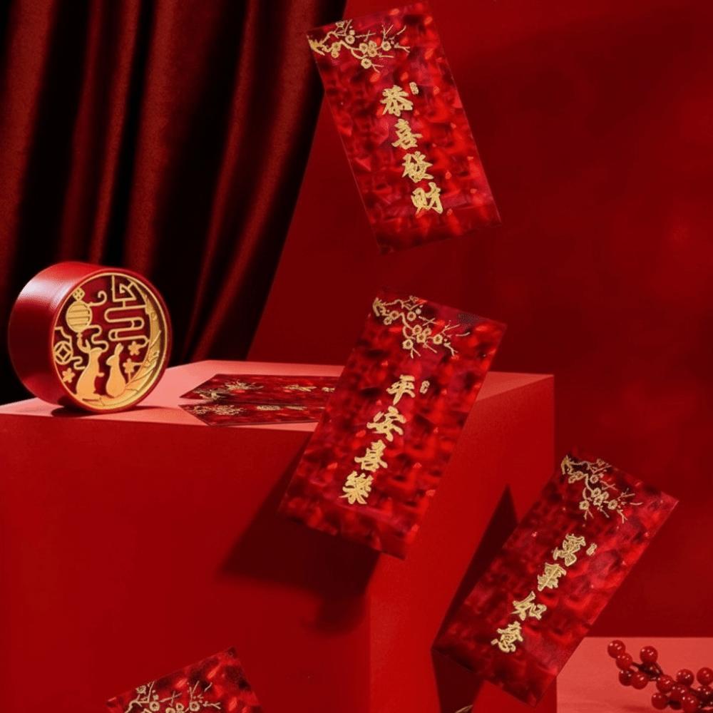 6PCS/SET Traditional 3D Cat Eye Red Envelopes Thickened Good Lucky Red Packets Birthday