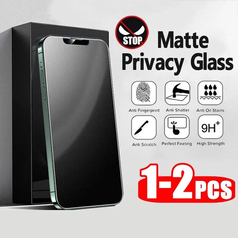 1/2Pcs Matte Privacy Anti-Peep Tempered Glass For iPhone 15 14 12 11 13 Pro Max 14 15 Plus Glass Frosted Screen Protectors Film 2