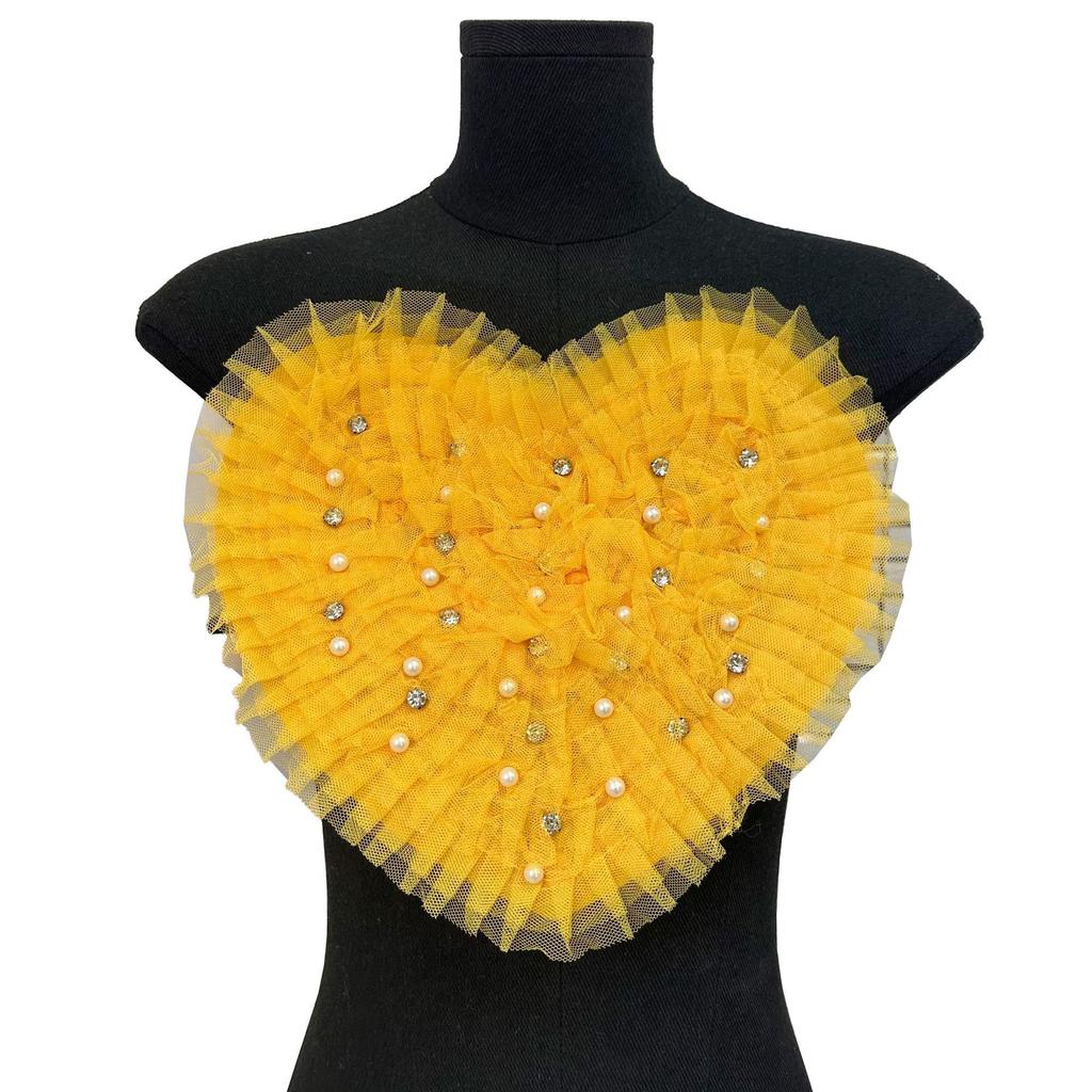 European And American Mesh Yarn Nails, Drills, Love Corsage Cloth Stickers, Handmade Three-Dimensional Pleated Lace Lace Clothing Accessories