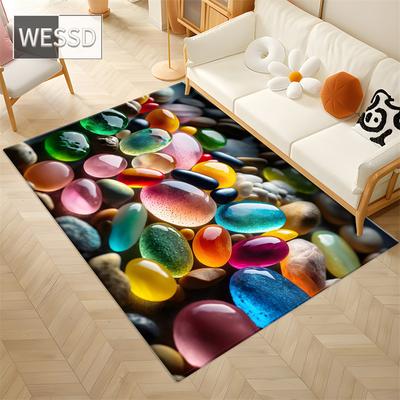3D Carpet Colorful Stone Rug Soft Carpet In The Bedroom Cute Mat For Hallway Absorbent Floor Toilet Mat Large Bathroom Mat