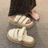 Thick-soled One-word Sandals Women's New Niche High-end French Summer Slippers Versatile Roman Shoes