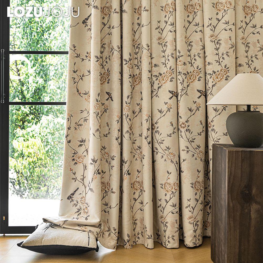 1PC LOZUJOJU Rural Style Retro Thick Curtains High-precision Printed Blackout Curtains for Bedroom Living Room Window for Home Decor