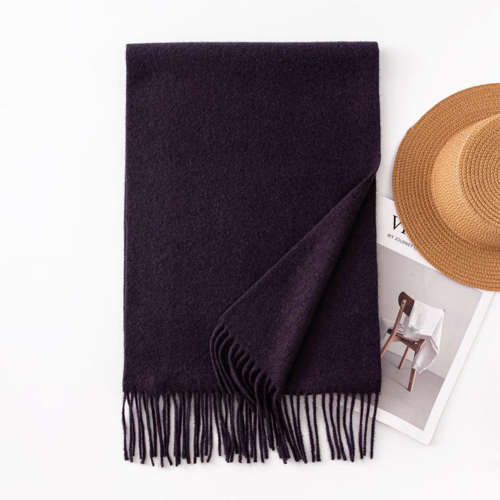 Imitation Cashmere Scarf with Wool Tassel Scarf for Men and Women Versatile Solid Color Fashion Commuting Warm Scarf Shawl