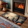 Halloween Themed Black Cat Doormat The Witch Black Cat In the Cemetery Rug for Home Kitchen Bathroom Floor Mat Halloween Decor