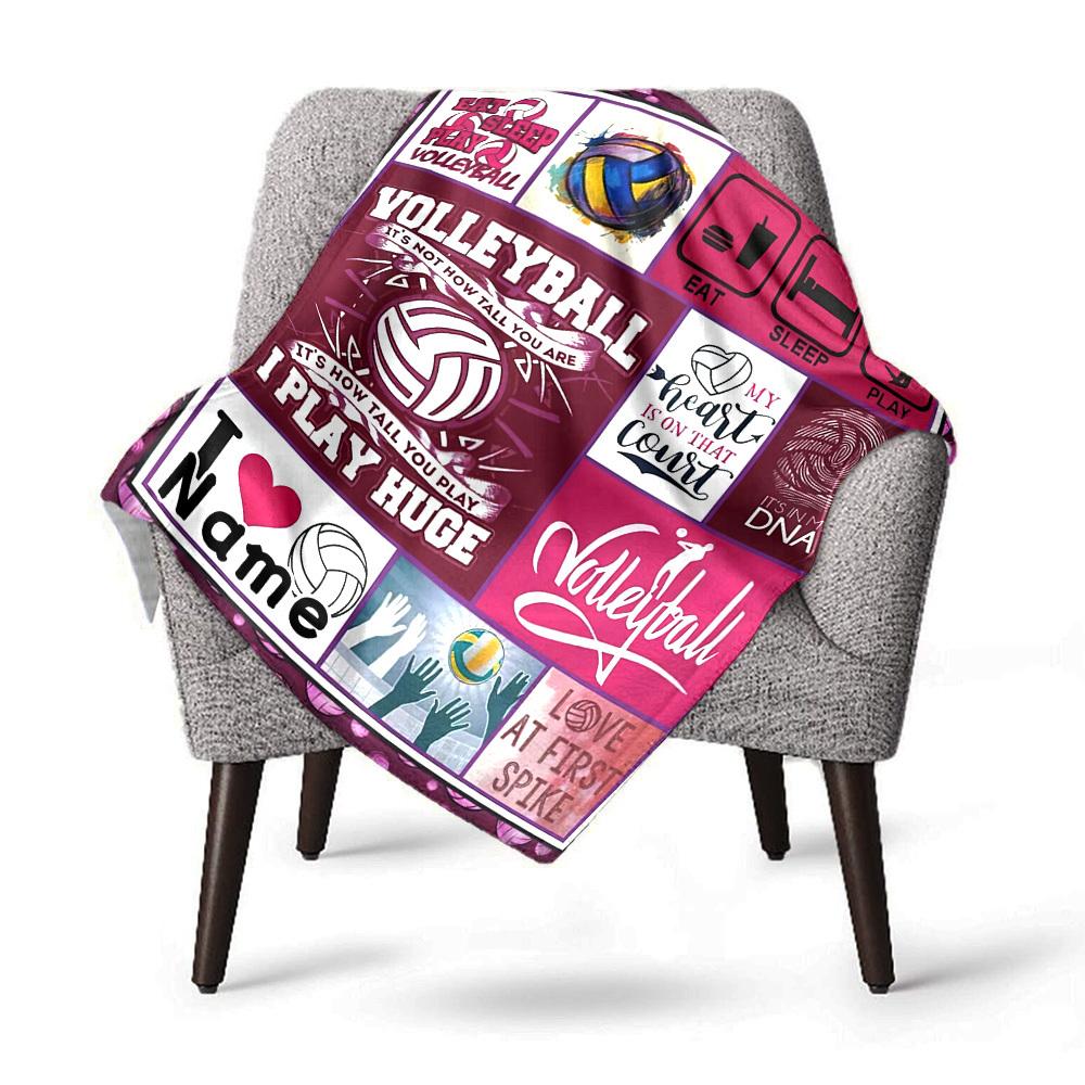 Volleyball Home Customize Your Name Blankets Comfortable Soft Lightweight Multipurpose Blanket For Picnic Sofa Office Bed Living Room Suitable As Gift