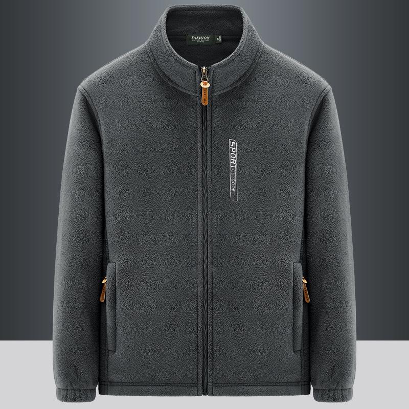Men's Plus Size Windproof Fleece Jacket - Outdoor Sports Stand Collar Cardigan