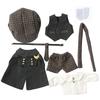 Obitsu 11 OB11 Size Costume Obitsu Doll 11cm Body British Style Clothing Set Checkered 8 Piece Set 2 Colors Men's (Black)