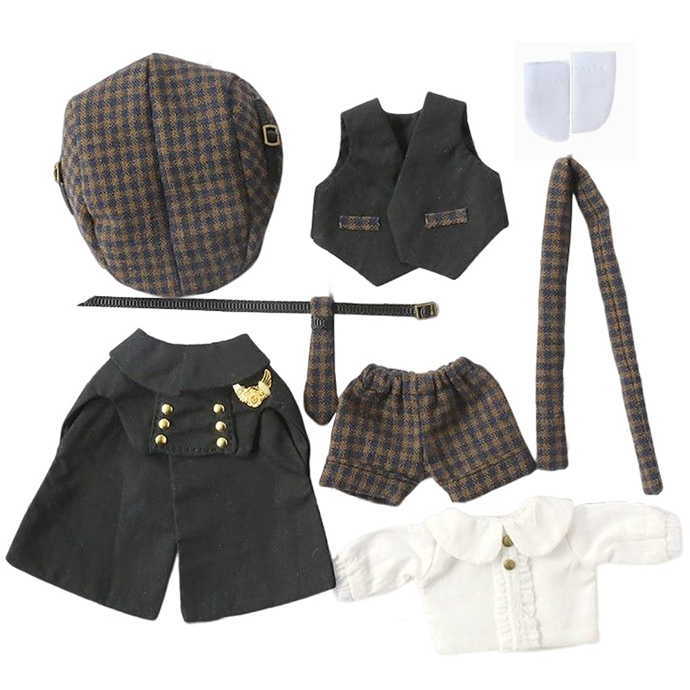 

Костюм размера Obitsu 11 OB11 Кукла Obitsu 11 см Тело Комплект одежды в британском стиле Клетчатый Набор из 8 предметов 2 цвета Мужской (черный) чёрный