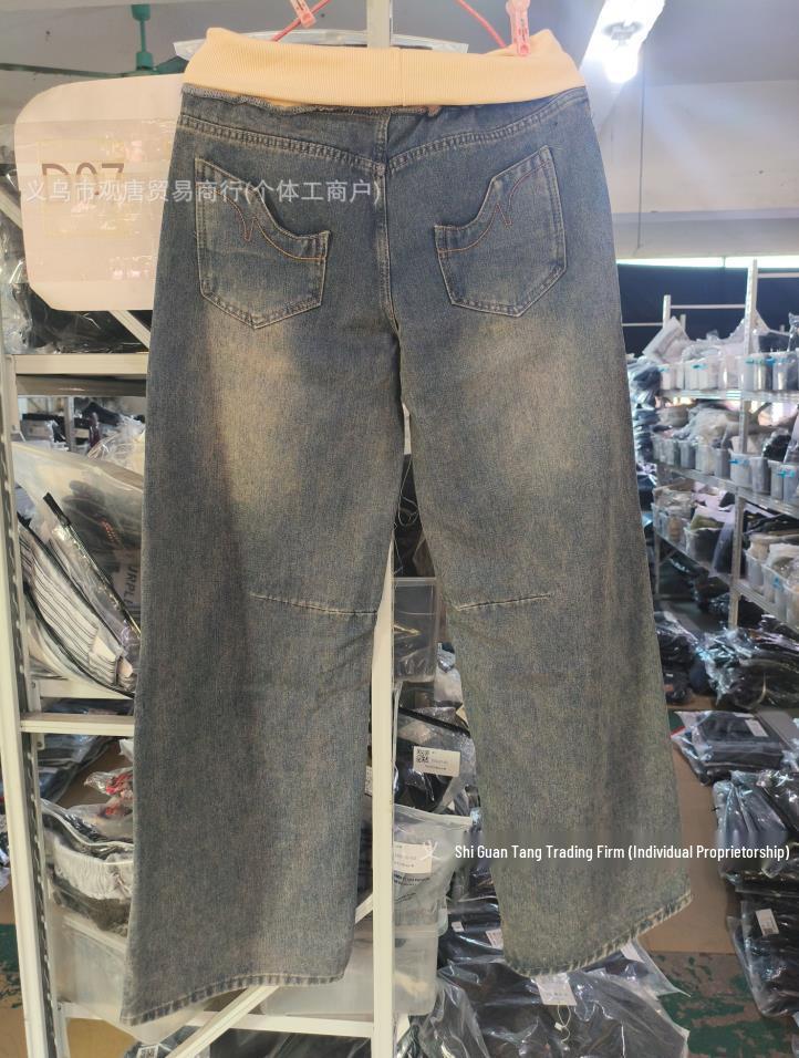 Retro Y2K Široké Džíny Patchwork s Nízkým Pasem pro Ženy