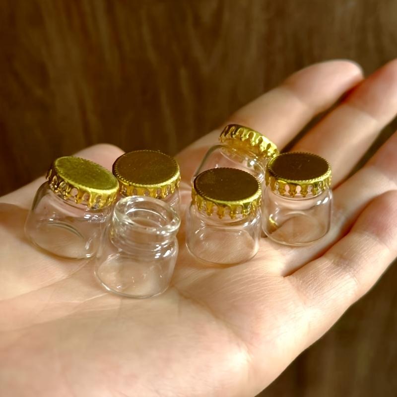 Glass Bottle Miniatures-Cute and Exquisite Miniature Kitchen Model with Golden Caps, DIY Accessories and Craft Project Supplies.