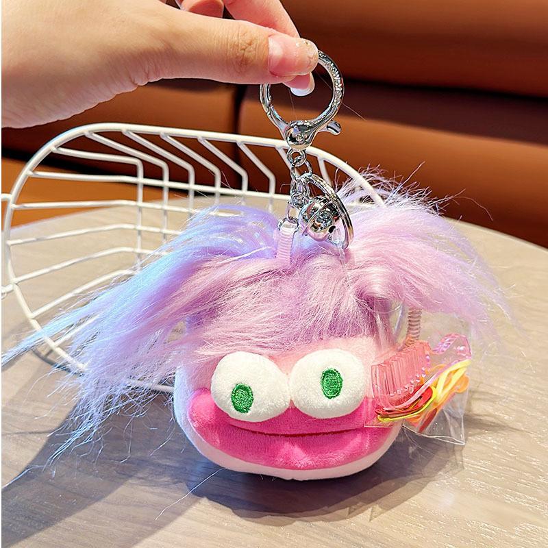 

Plush Keychain Whimsical Fluffy Doll Colorful Keyring For Fun And Gifts Creative розовый