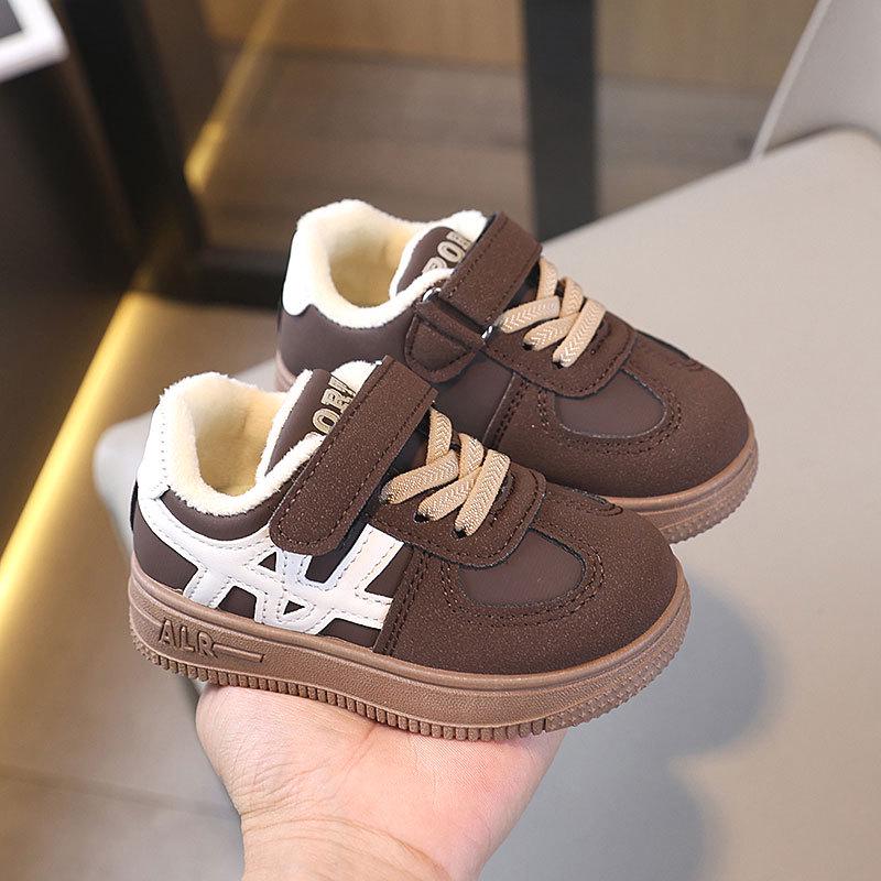 Two-Layer Cotton Velvet Baby Soft Sole Running Shoes, Warm Winter Sneakers for Boys & Girls, Toddler Trainers