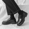 White Short Boots, Lazy One-pedal Thick-soled Inner Height-increasing Zipper, Big-headed Leather Shoes, Men's Loafers, Spring Round Head.