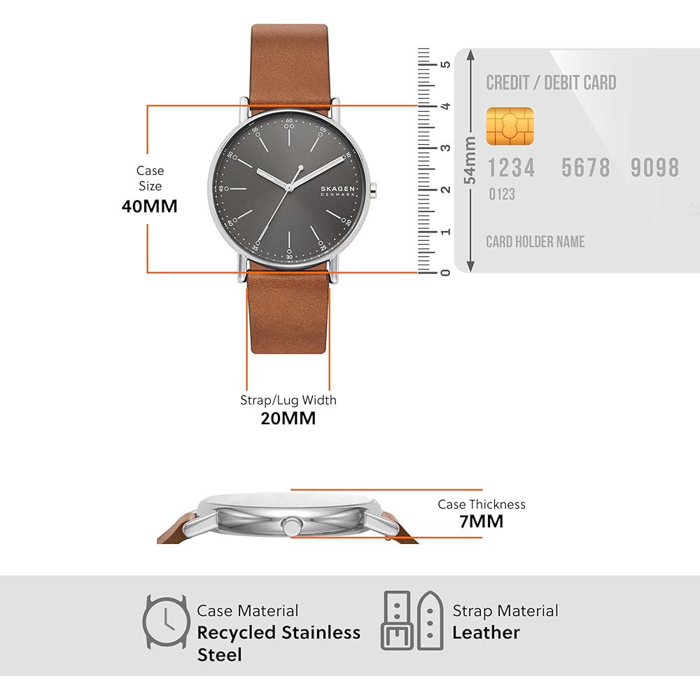 Skagen Signatur SKW6578 Men's Watch Brown Leather Strap Water Resistant