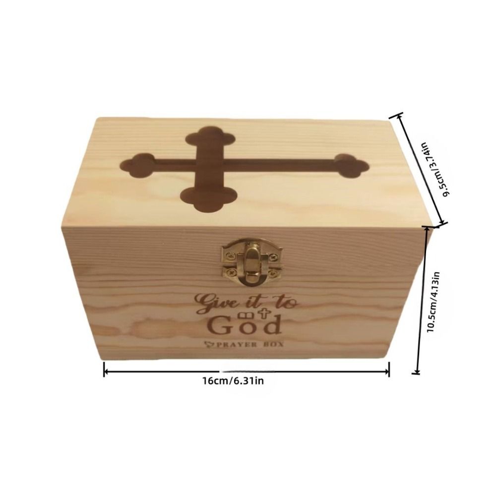 Premium Wooden Prayer Request Box Inspirational Faith Daily Prayer Box Cross Slot Design Prayer Card Box Christian