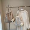 Woven bag women's new shoulder tote bag lazy wind knitted hollow flower double back beach bag