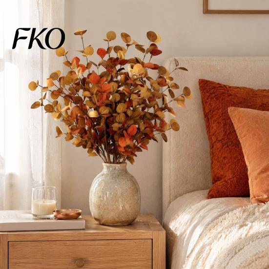 Autumn Eucalyptus Vase Fillers Fall Stems, Artificial Leaves, Fake Greenery Branches, Rustic Table Centerpiece Flowers for Wedding Farmhouse