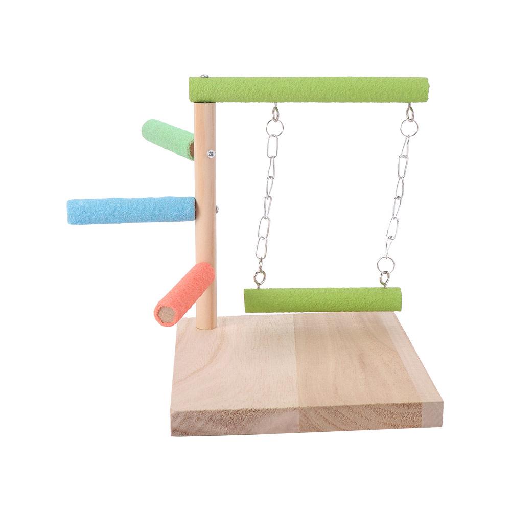 With Swing Bird Table Training Stand Comfortable Grip Non-slip Wood Parrot Play Rack Easy To Assemble Solid Wood