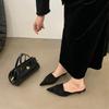 Inside and outside full leather muller shoes special-shaped heel pointed leopard print bag head slippers fashion medium heel half drag lazy drag