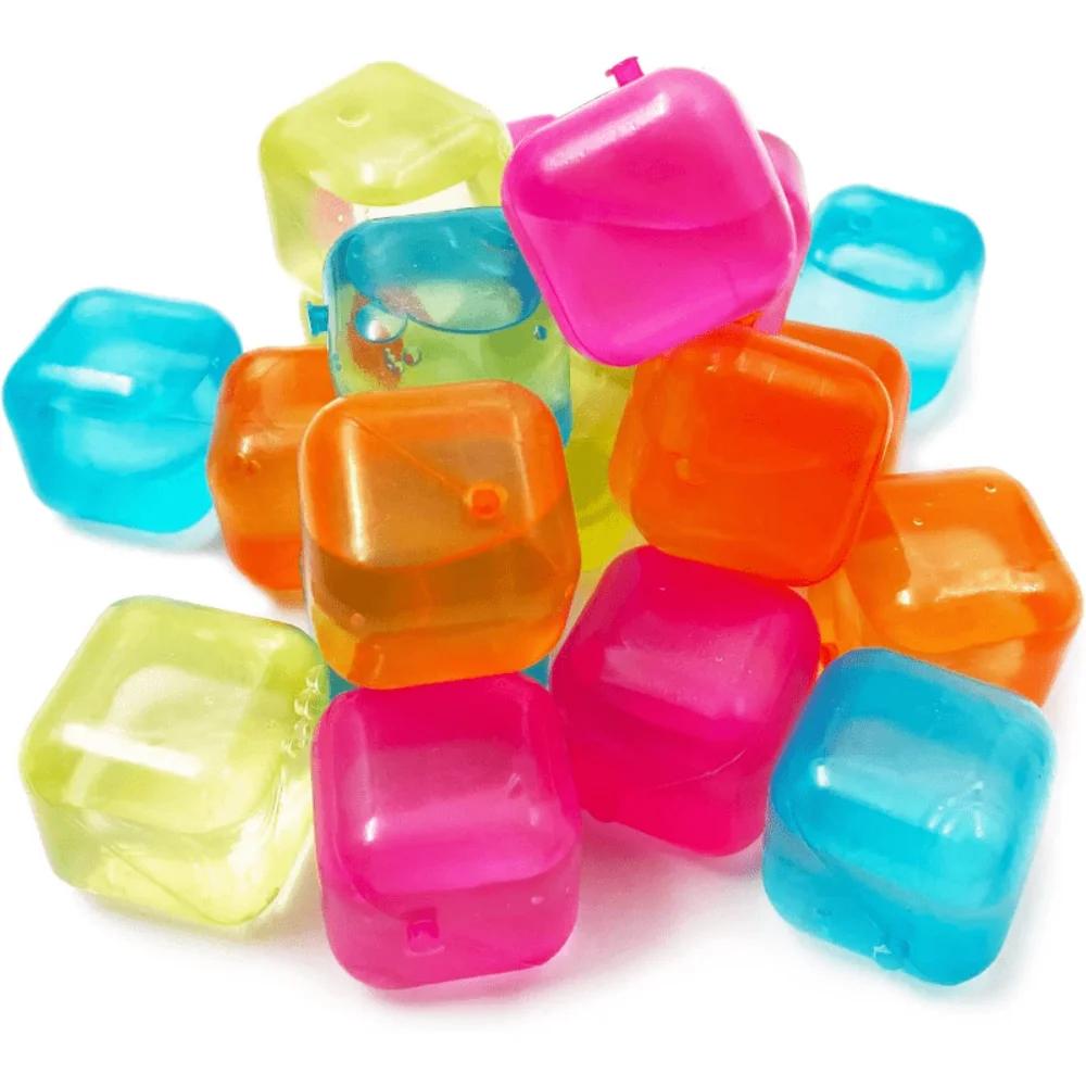 20Pcs Reusable Plastic Quick-Freeze Easy-to-Clean Fake Ice Cubes for Making Cold Appealing Drinks