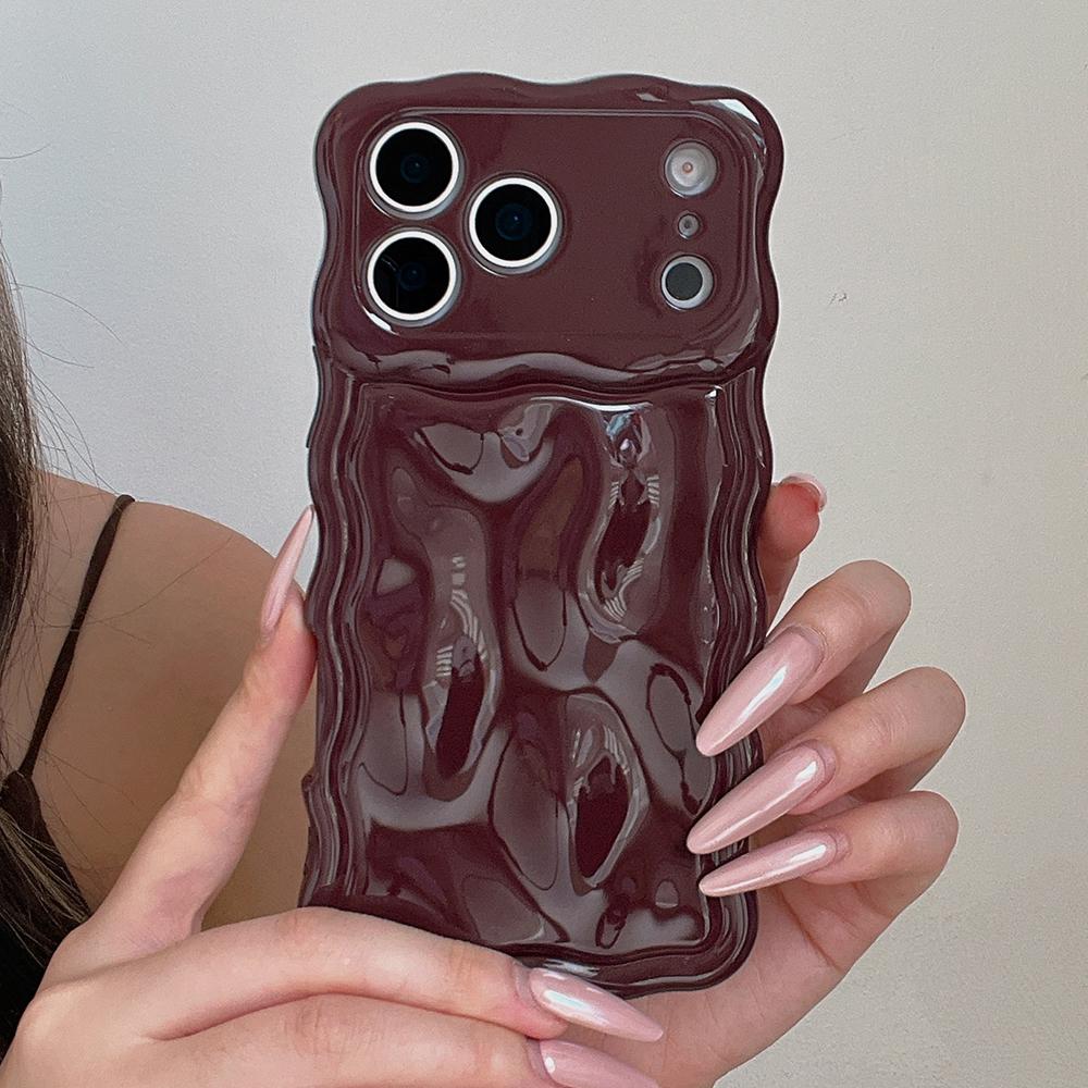 

Electroplated Wine Stone Pattern Phone Case for iPhone 13 14 15 16 17 Pro Max Wave Edges Shockproof Soft Back Cover iPhone Air