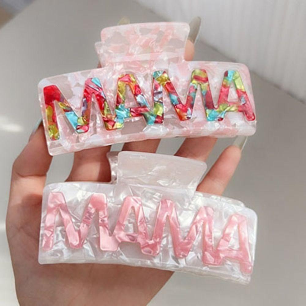 Retro Acetic Acid Shark Clip Leopard Print Geometry Hair Claw Sweet MAMA Hair Claw  Party