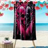 Totenkopf-Herz-Design in Pink und Schwarz Strandtuch schnelltrocknend für Reisen Outdoor-Sport Joggen Strand und Schwimmen