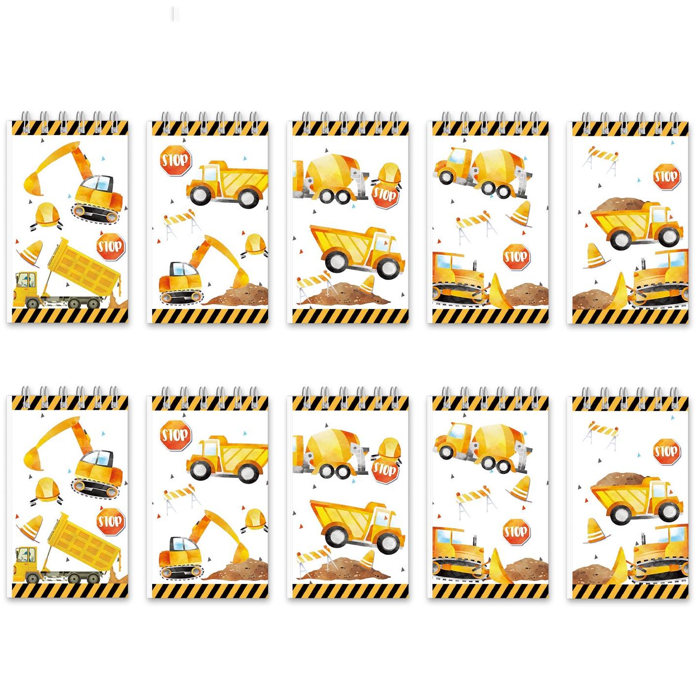 

10Pcs Construction Trucks Theme Small Mini Spiral Notebook Pocket Notebook Trucks Signs for School Office Supplies Stationery