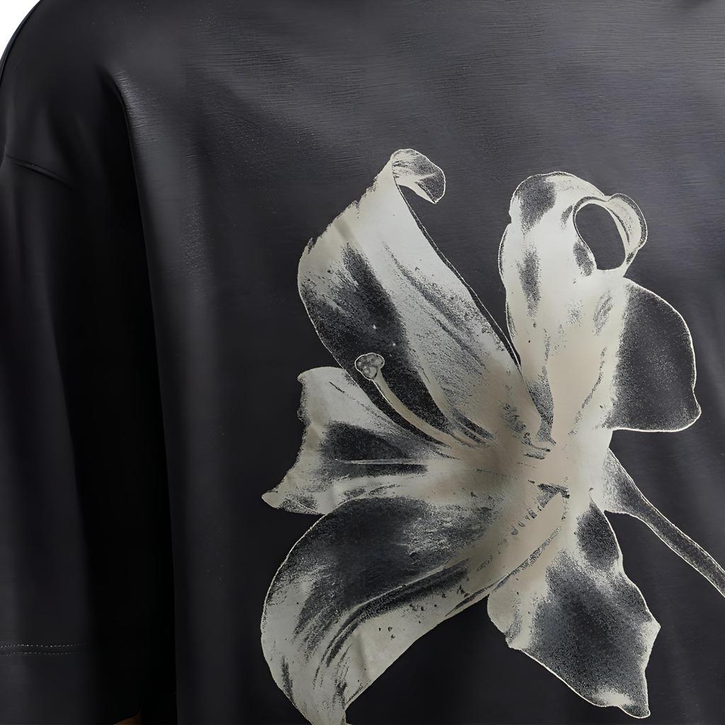 Emporio Armani FW24 Floral Print Crew Neck Short Sleeve T-Shirt Men Tops Black EM00146-0AF1001-7U8168