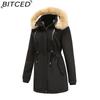 BITCED Autumn/Winter Women's Thickened Shearling-Lined Cotton Coat Loose-Fit Cotton Jacket with Detachable Hood and Fleece Lining