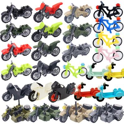 MOC Military Building Blocks Motorcycle Off-road Bike Electric Mini Mountain Bicycles Figure Toy Educational Gift DIY Brick A034