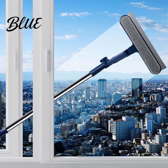 Exterior Window Cleaning Tool Glass Wiper with Flexible Corner Head 180-Degree Rotating Panel