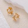 Simple Metal Flower Ear Clip for Women Vintage Geometric C-Shape Non Piercing Fake Cartilage Clip Earrings Wedding Jewelry Gift