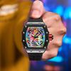 New Cool Men's Watches Luxury Fashion Silicone Tonneau Watch Skeleton Waterproof Quartz Wristwatches Clock Relogio Masculino