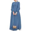 Abito Lungo da Donna a Maniche Lunghe con Bottoni e Maniche Arricciate, Monocolore, Casual