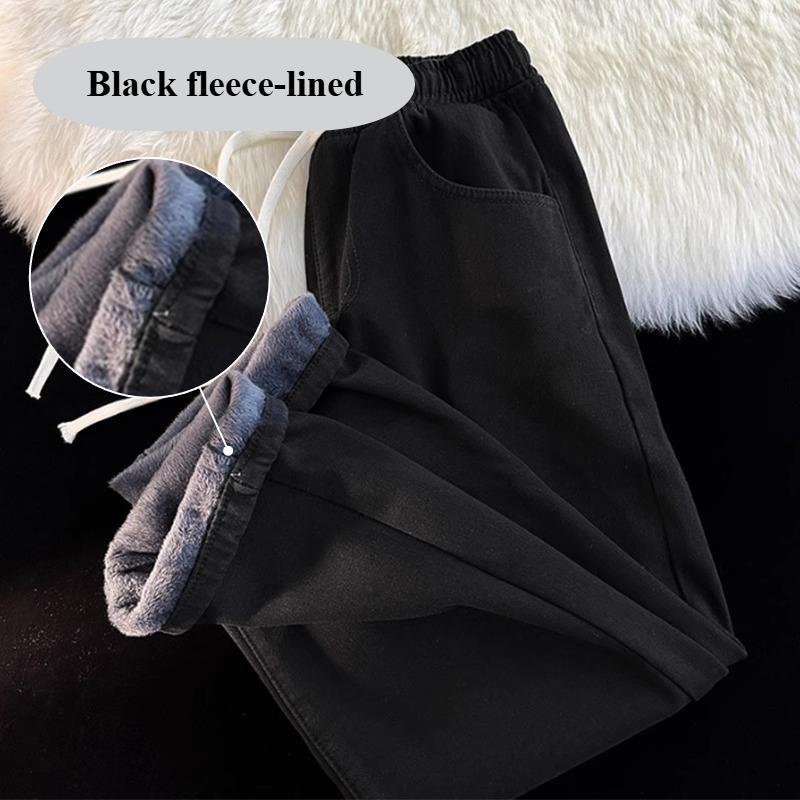 Stilvolle Damen-Winterjeans, Verdickte Denim-Hose mit Fleecefutter und Kordelzug-Taille, Bequeme Freizeitjeans für Alltag & Ausflüge