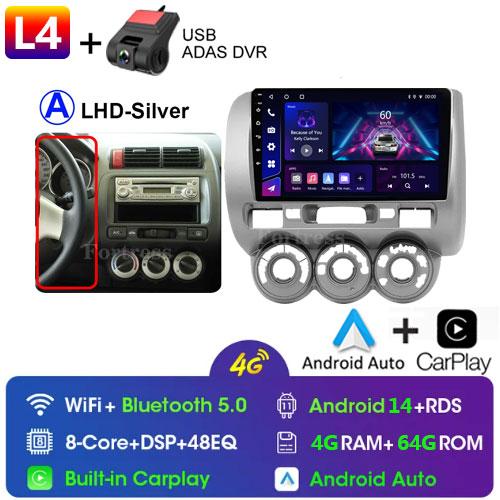 2 Din Android 14 Car Radio For Honda Fit Jazz City 2002-2007 Multimedia Video Player Navigation GPS 4G Carplay Auto Stereo RDS