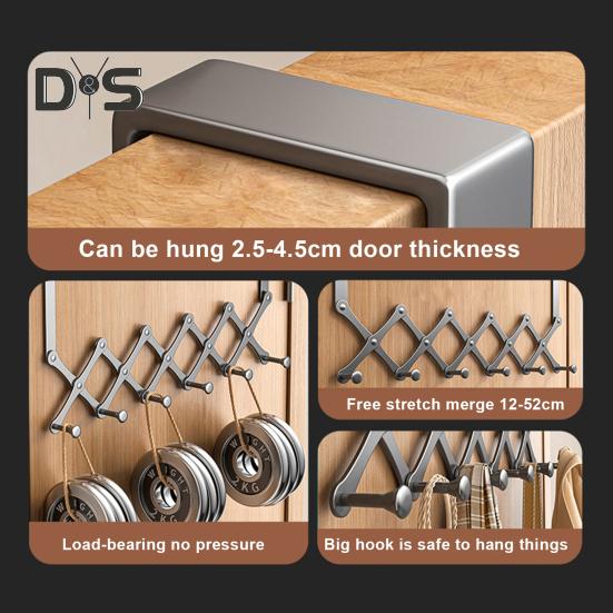 Haczyk na drzwi Trwała konstrukcja Duża nośność Chowany design Prosta instalacja Uchwyt do przechowywania ręczników z 6 haczykami