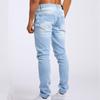 Fashion Men's Casual Stretchy Pleated Jeans Slim Fit Denim Pants