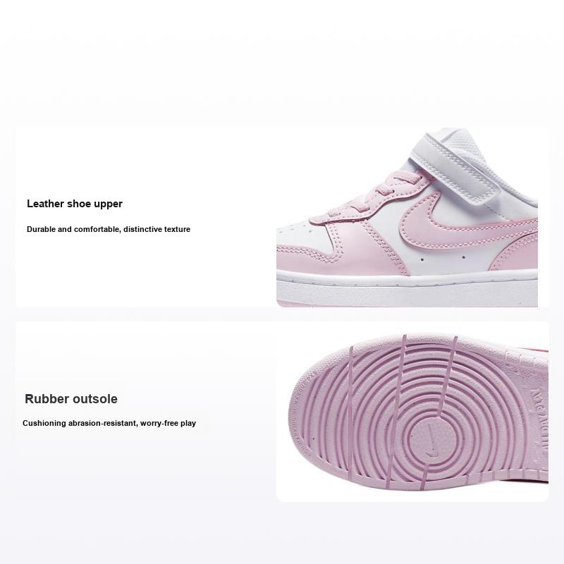 Nike Court Borough Low 2 PS Bianco Rosa Schiuma Scarpe da Ginnastica per Bambini DQ0473-100
