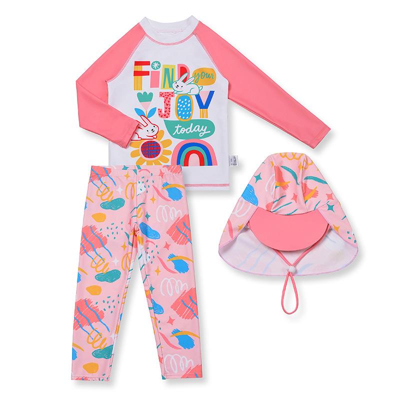 

Girls Long Sleeve Two-Piece Swimsuit - Cute, Sun-Protective Swimwear for Kids Size 150 (Height 140cm, Weight up to 33kg)