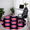 1pc Rainbow Cat Faces Carpet, Round Non Slip Durable Large Size Office Carpet, Suitable for Office